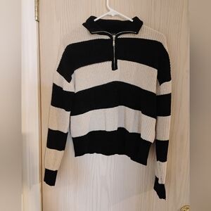 Striped Black and Cream Women's Or Girl's Sweater